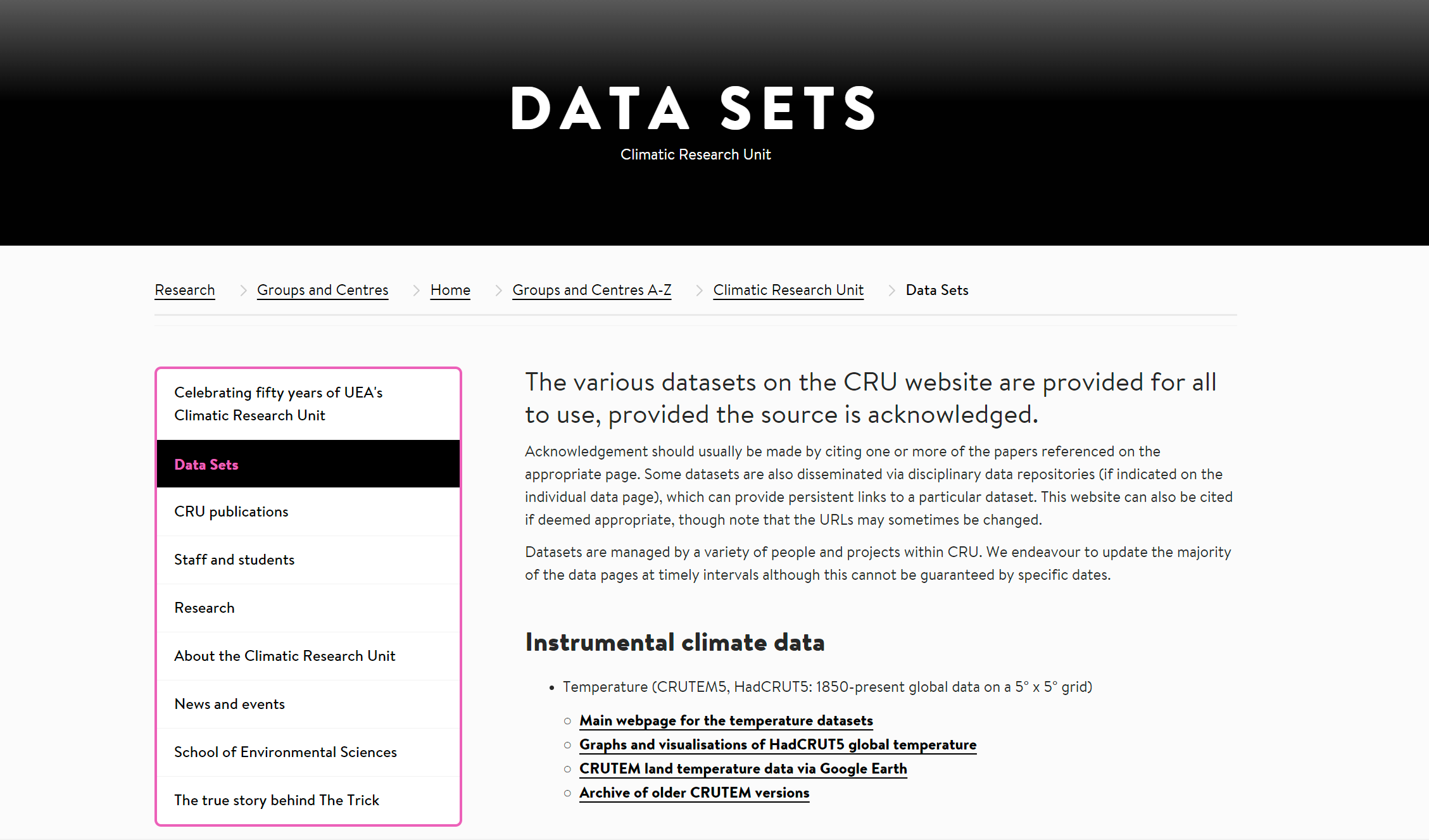 UEA's Climatic Research Unit